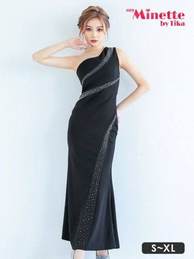 ロングドレス ロングドレス プチプラ 新人 タイト セクシー ラウンジ キラキラ ワンショル 胸元隠し スナック 黒 キャバドレス