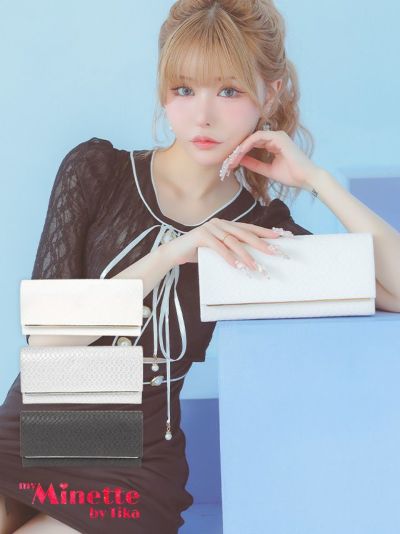 型押しラメチェーンショルダー付き2Wayクラ...