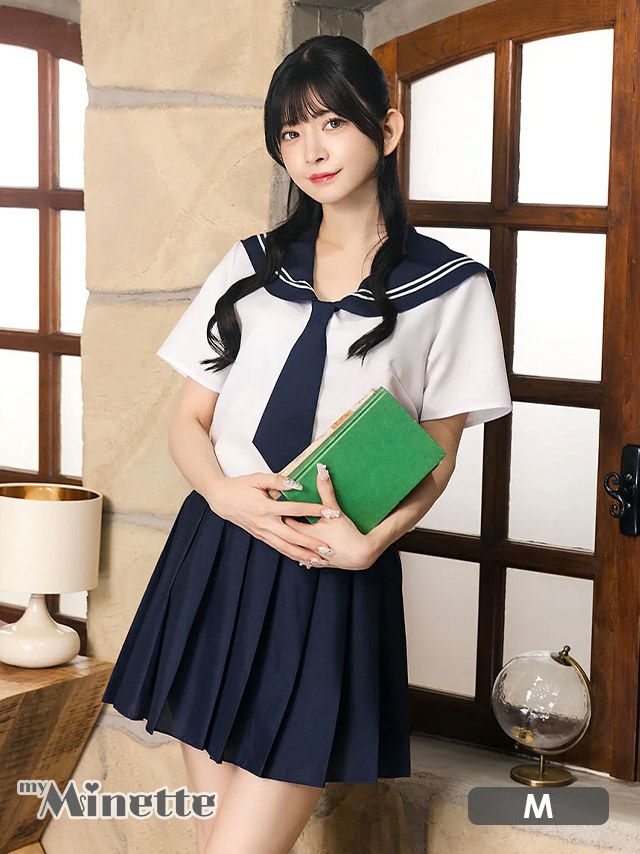 仮装 変装 コスチューム ユニフォーム 学生 myMinette マイミネット コスプレ ネクタイ シンプル プチプラ ミニ ガーリー セーラー 制服