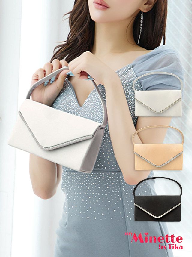 鞄 キャババッグ ショルダーバッグ　myMinette マイミネット 2way V字ストーン ビジュー デザイン ハンド ミニ バッグ