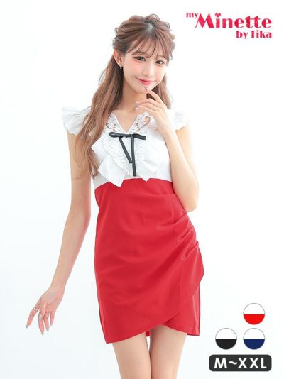[SALE]胸元リボンノースリーブフリルプチ...