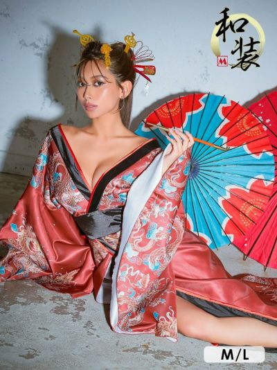 コスプレ ドラゴンプリント花魁和装ドレス [1点] (着物ドレス)(M～L)
