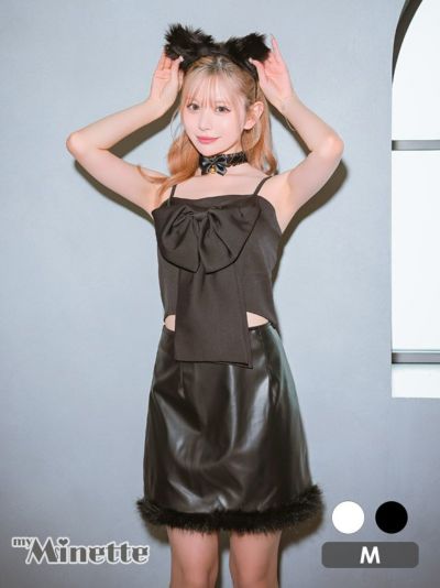 コスプレ ビッグリボンへそ出しトップス×レザ...