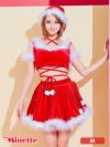 仮装 変装 コスチューム クリスマス ベロア myMinette マイミネットサンタコス 3点set クロスデザイン セパレート ボリューム フレアスカート サンタ コスプレ