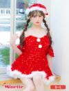 仮装 変装 コスチューム クリスマス オフショル myMinette マイミネット サンタコス 3点set ベアゴールドスパンコールもこもこフレア王道サンタコスプレ