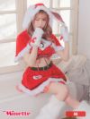 仮装 変装 コスチューム クリスマス myMinette マイミネット  サンタコス 5点set チェック垂れ耳 ケープ付き フレアスカート セットアップ セクシー バニー アニマル サンタ コスプレ