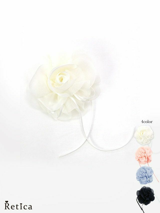 パーティー パーティー小物 myMinette マイミネット パール リボン シフォン フラワー ヘアアクセサリー