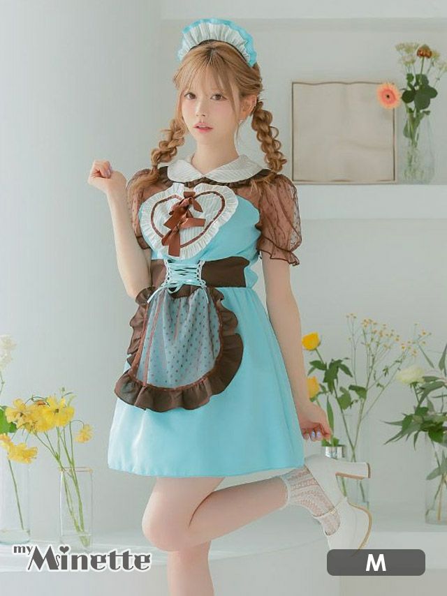 仮装 変装 コスチューム myMinette マイミネット フレアスカート 体型カバー ガーリー チョコミント メイド