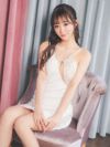 キャバドレス ミニ丈 キャバクラ クラブ ラウンジ ワンショルダー風バストカットヌーディー レース 切り替え アシメ タイト ミニドレス
