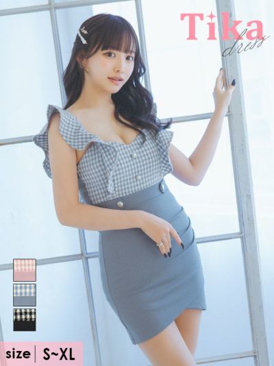 [新作]ノースリーブフリル袖フロントボタンギ...