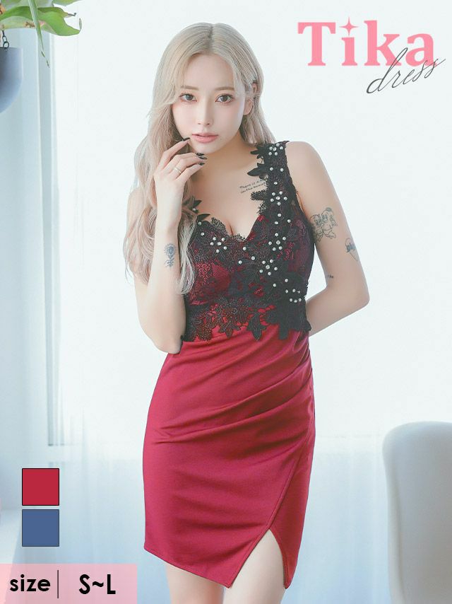 キャバドレス ミニ丈 キャバクラ クラブ ラウンジ ノースリーブ　ブラック　フラワー　レース　パール　ビジュー　切り替え　ラップ　ギャザー　タイト　ミニドレス プチプラドレス