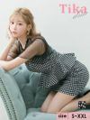キャバドレス ミニ丈 キャバクラ クラブ ラウンジ シアー ハイネック 千鳥格子柄 ペプラム タイト ミニ シースルー 半袖 ドレス