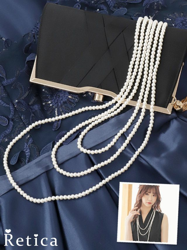 myMinette マイミネット ３連 ロングタイプ パールネックレス