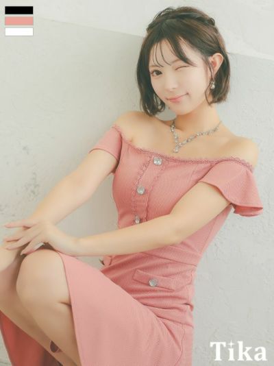 [新作] オフショルダーフリル袖ビジューボタ...