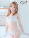 myMinette マイミネット 勝負下着 ヌーディーカラー×ホワイトフラワーレースブラジャー＆ショーツ2点セット