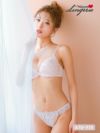 myMinette マイミネット ビジューチャーム付きラブリー刺繍レースカップブラジャー＆ショーツ2点セット