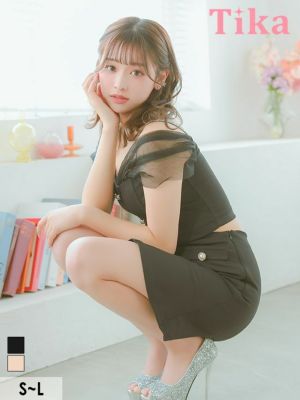[新作]シアー ラメショルダー パールボタン...