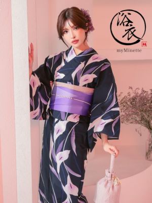 浴衣 選べる帯 浴衣 選べる帯 妖艶 濃紺 白 菖蒲 3点セット (ゆかた・平帯or作り帯・下駄)