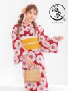 浴衣 プチプラ 安い 赤地 × レトロ 向日葵柄 3点セット