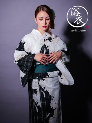 [セール][[新作][再入荷]モノトーン 牡丹 2025 粋シリーズ 3点セット (ゆかた・平帯or作り帯・下駄)