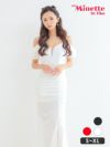 キャバドレス 安い 激安 ミニ丈 キャバクラ クラブ ラウンジ キャミソール シースルー スリット 袖リボン風 肩魅せ セクシー ロングドレス プチプラドレス