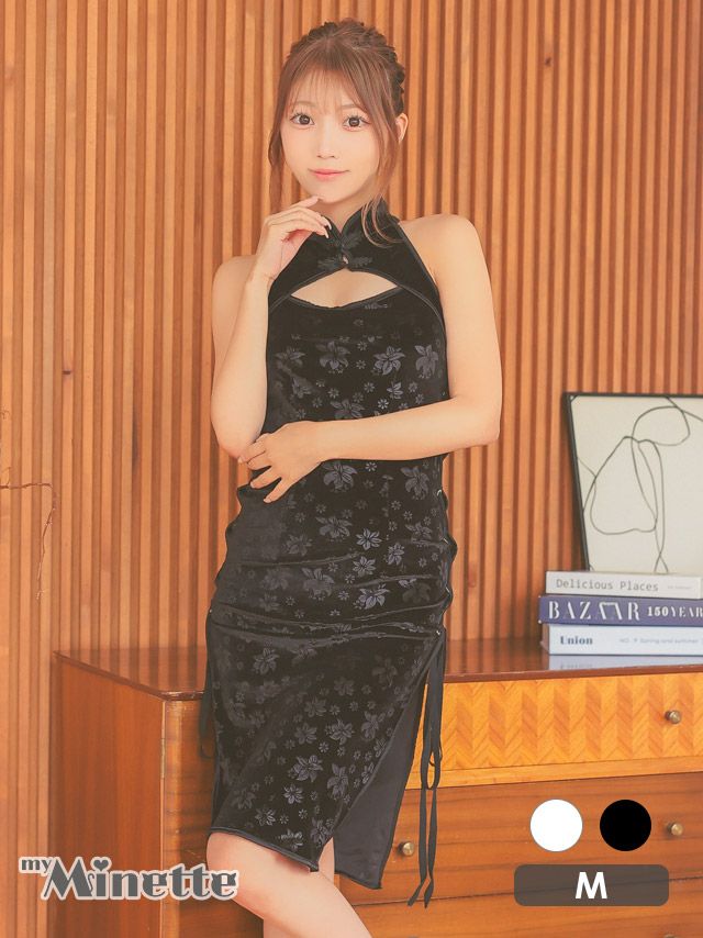 コスプレ バストカット セクシー レースアップ 小花柄 チャイナ服