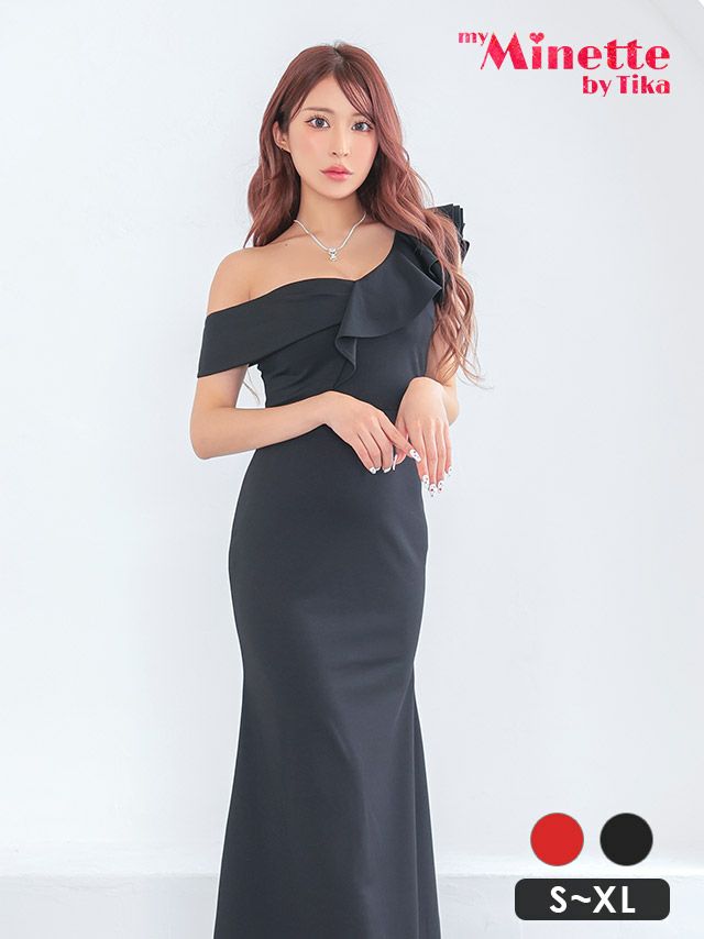 キャバドレス 安い 激安 ミニ丈 キャバクラ クラブ ラウンジ ワンカラー フリル ノースリーブ プチプラ タイト ロングドレス プチプラドレス