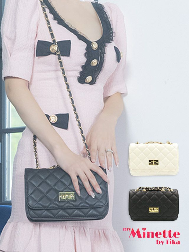 チェーン付き キルティング ショルダーバッグ