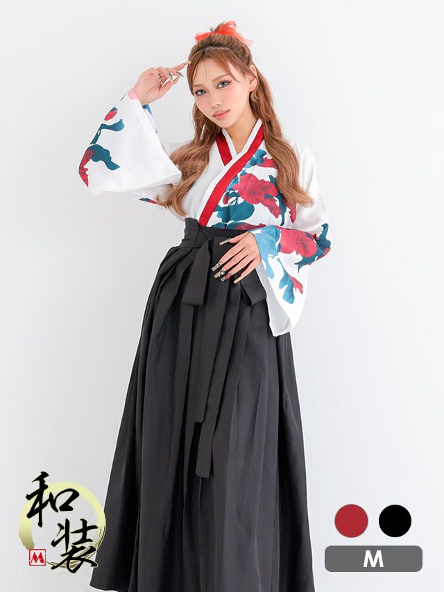 仮装 変装 コスチューム myMinette マイミネット コスプレ 和装 体型カバー 艶花柄 シフォン 羽織 ガーリー 袴