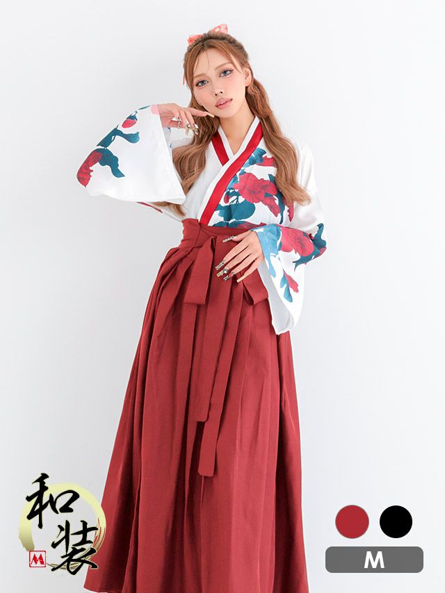 仮装 変装 コスチューム myMinette マイミネットコスプレ 和装 花柄 シフォン 羽織 体型カバー ガーリー 袴