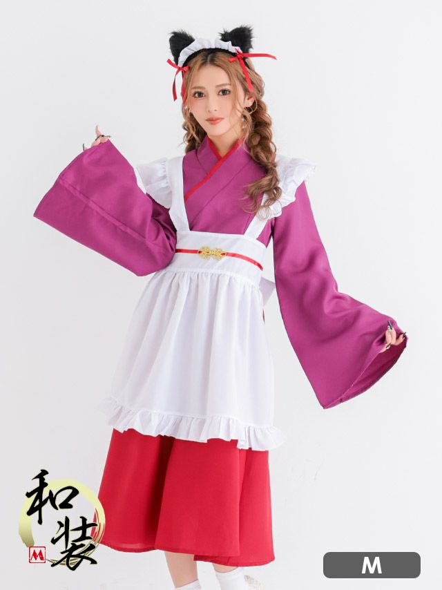アニマル 猫 和装 膝丈　ガーリー お化けの日 メイド コスプレ